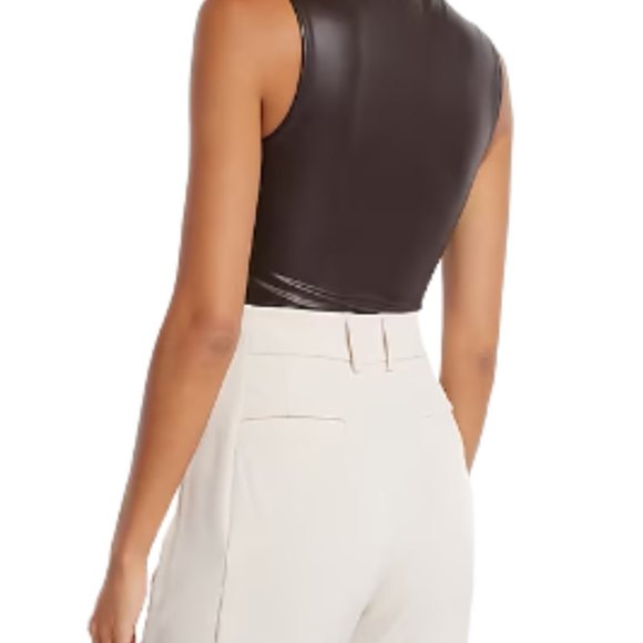 NWT Express Body Contour Faux Leather High Neck Bodysuit - Picture 4 of 7